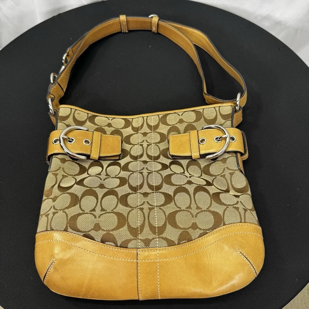 Y2K COACH Purse Monogram Brown & Beige 2000's Vintage‎ Shoulder Bag